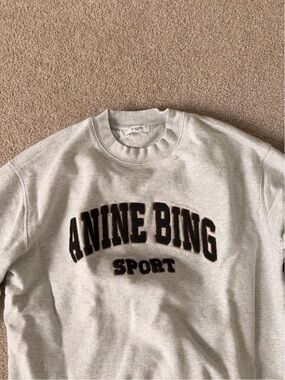 Anine Bing Sport Sweatshirt Light Gray with Black Lettering